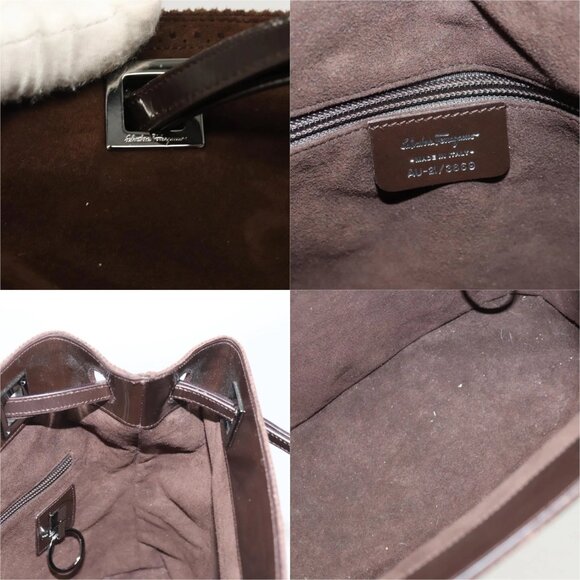 Salvatore Ferragamo Hand Bag Suede Brown Auth BA1711 - Picture 16 of 16